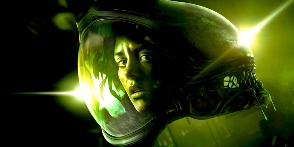 Half of the screen is Ripley, the character from Alien Isolation, and half is the Alien.